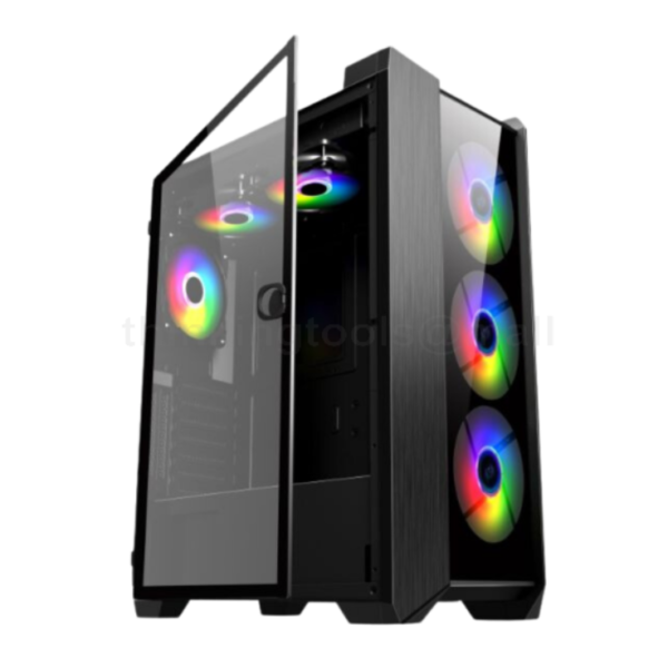 FRONTIER AMALTHEA AM20A BLACK ATX CASE W/ TEMPERED GLASS SIDE PANEL 4FANS